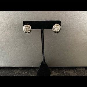 Silver-tone Rope Design and Crystal Earrings